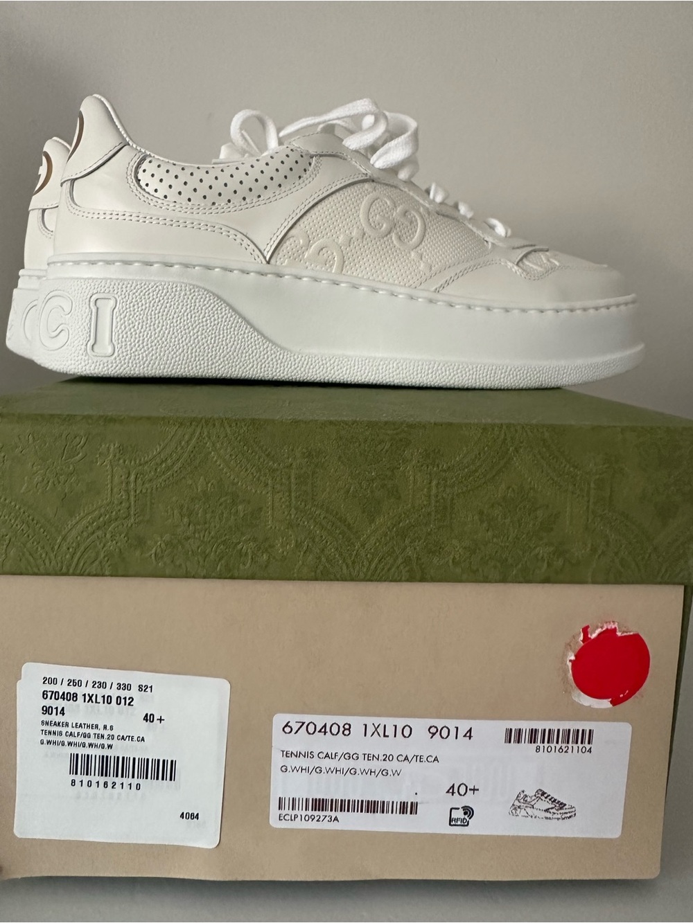 Gucci White GG Low Top Platform Sneakers 40.5 - Picture 7 of 7